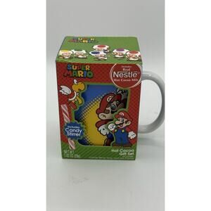 Super Mario Ceramic Coffee Mug With Hot Cocoa Mix & Candy Stir Stick ~Unopened~